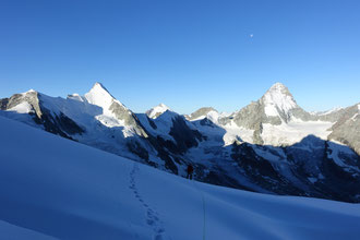 Zinalrothorn, Nordgrat, Mountet, Wellenkuppe, Obergabelhorn, Dent d'Hérens, Pointe de Zinal, Dent Blanche