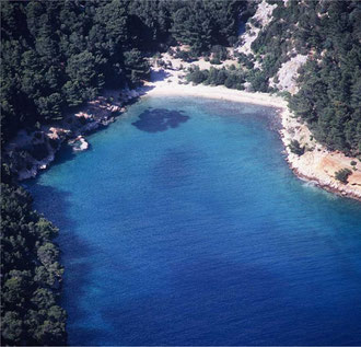 A tiny beach in a quiet bay