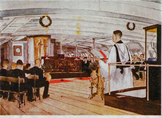 A WATERCOLOUR, BY CAPTAIN G.A.B. KING, OF THE LAST CAROL SERVICE ON BOARD.
