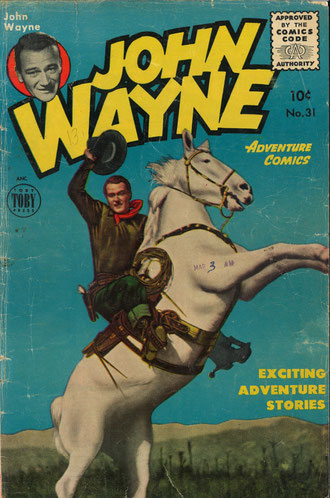 John Wayne was teamed with a whitde stud called Duke, provided by the Fat Jones Stables in North Hollywood.