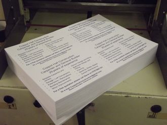 Job finished printing ready for trimming.