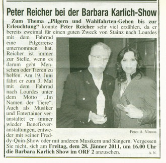 Peter Reicher am 24.11.2010 in Wien -bei der Barbara Karlich-Show