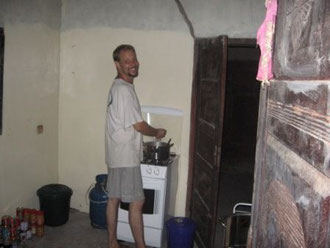 cooking in our unfinished kitchen