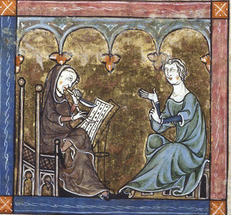 A lord dictating to his scribe