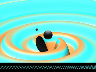Grafische Visualisierung zum erneuten Nachweis von Gravitationswellen. Foto: S. Ossokine / A. Buonanno / T. Dietrich /R. Haas / Max-Planck-Institut für Gravitationsphysik