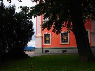 Hanni beim Äpfelpflücken im Garten vom Kloster Birnau