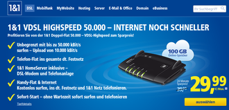 1und1 VDSL HIGHSPEED 50000-INTERNET NOCH SCHNELLER