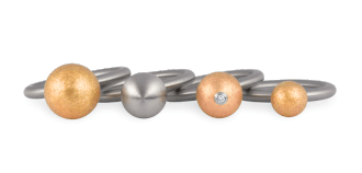 Ring "Kugel" 8 - 10 mm / edelstaal, 18kt. Goud, 0,02ct. w-si