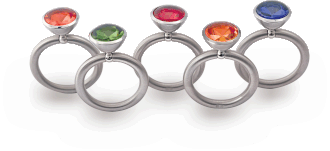 Ring "Halbschale" / Stainless Steel, synth. Colourstone