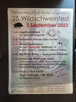 Foliendruck / Werbeplakat 25. Wildschweinfest in 16818 Langen