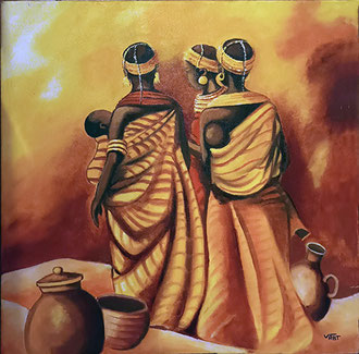 tableau huile femmes masai petit format cadeau