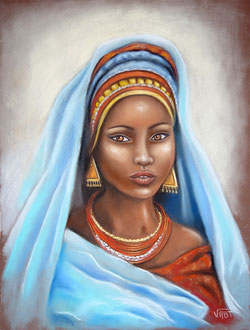 portrait femme pastel Afrique