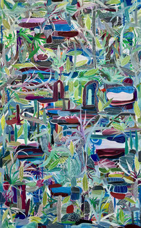 Rhizome [POK112455x34]  | 2023 | gouache on paper | 55 x 34 in ( 76 x 56 cm)