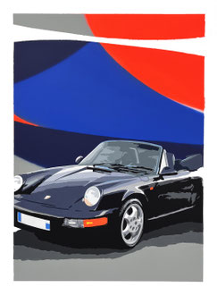 81x60cm. Acrylic and spray paint on Canvas. " 911 Type 964 " 2024