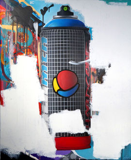 100x80cm.  Acrylic and spray paint on canvas. "Hardcore" 2017