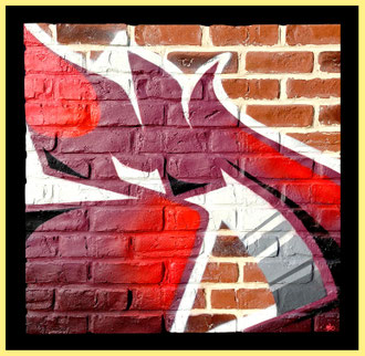 100x100cm. Spray paint on brick. "E" 2016. Sold out