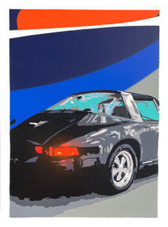 81x60cm. Acrylic and spray paint on Canvas. " 911 SC Targa " 2025