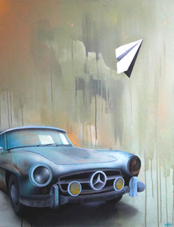 90x70cm. Acrylic and spray paint on canvas. "Benz" 2016