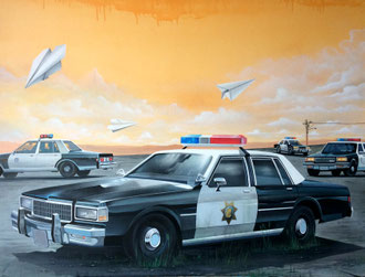 116x89cm. Acrylic and spray paint on canvas. "Cops" 2015.