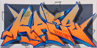 50x20cm. Acrylic and spray paint on canvas. " K2000 " 2022