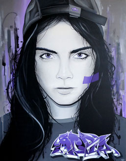 92x73cm. Acrylic and spray paint on canvas. "2" 2016