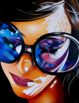 146x114 cm. Acrylic and spray paint on canvas. "Reflet" 2013. Sold out