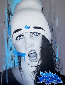 92x73cm. Acrylic and spray paint on canvas. "1" 2016