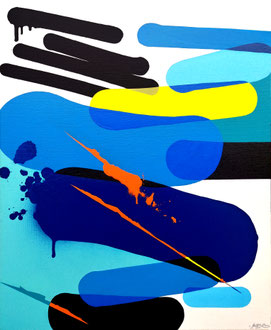 61x50cm. Acrylic and spray paint on canvas. "Two" 2019