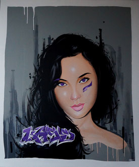 112x95cm. Acrylic and spray paint on wood. "Savage" 2015. Sold out