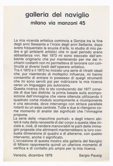  Sergio Pausig  "Machine Portrait" Galleria del Naviglio  Milano 1979