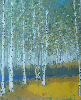 "Das Birkenwäldchen" Referenzwerk, Acryl  auf LW in 80x100, 2012  /    "Birch forest" 31,5x39,4       >>> also available as Print in A4 and A3