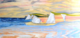 Kreidefelsen vor der Insel Rügen, Acryl auf Holzpanele in 120x60 (Übermalt)