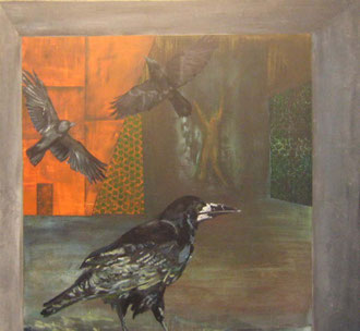 Die Raben / The Raven / Acryl auf Baumwollgewebe / 100 x 80