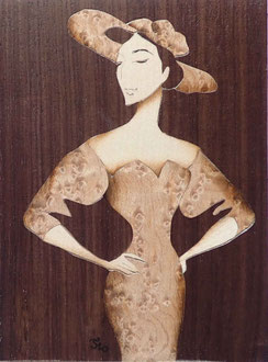 Femme élégante - marqueterie - Atelier Eclats de Bois - 38 isère