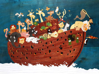 Arche de Noé - L'épopée de l'arche piquée - marqueterie - Atelier Eclats de Bois - 38 isère