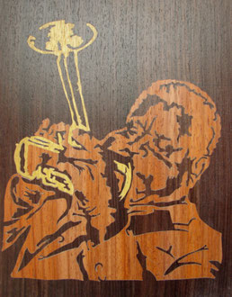 Jazz - Dizzy Gillespie - marqueterie - Atelier Eclats de Bois - 38 isère