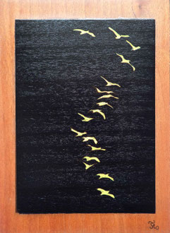 Envol - marqueterie - Atelier Eclats de Bois - 38 isère