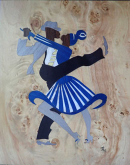 Danseurs de Lindy Hop - marqueterie - Atelier Eclats de Bois - 38 isère