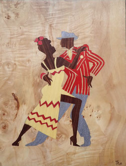 Danseurs de Rumba - marqueterie - Atelier Eclats de Bois - 38 isère