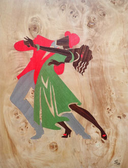Danseurs de Tango - marqueterie - Atelier Eclats de Bois - 38 isère