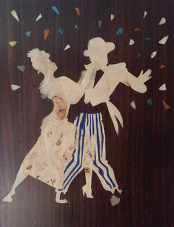 Danseurs de Mambo et Rumba - marqueterie transparence - Atelier Eclats de Bois - 38 isère