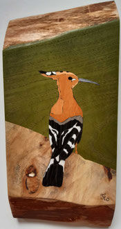 Huppe fasciée - marqueterie - Atelier Eclats de Bois - 38 isère