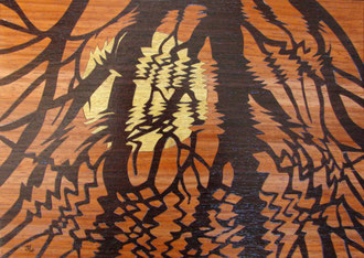 Soleil couchant - marqueterie - Atelier Eclats de Bois - 38 isère