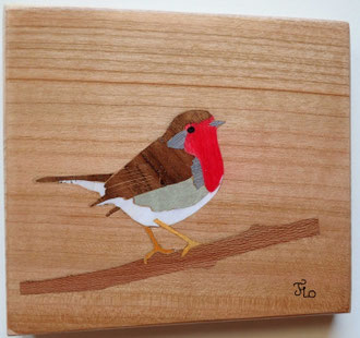 Rouge-gorge - marqueterie - Atelier Eclats de Bois - 38 isère