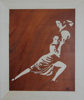 Danseurs de tango - marqueterie - Atelier Eclats de Bois - 38 isère