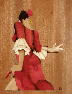 Danseuse de flamenco - marqueterie - Atelier Eclats de Bois - 38 isère