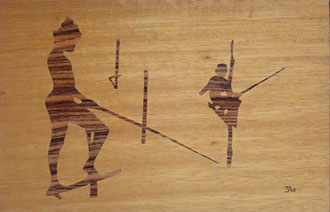 Pêcheurs sur pilotis - marqueterie - Atelier Eclats de Bois - 38 isère