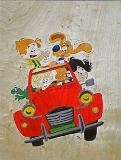 Boule et Bill - marqueterie - Atelier Eclats de Bois - 38 isère