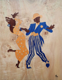 Danseurs de Mambo - marqueterie - Atelier Eclats de Bois - 38 isère
