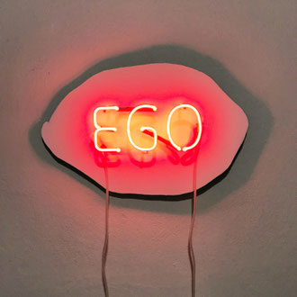 EGO, Ed.: 3 unique pieces neon lights on metal plate, 2019 (Installation view: Solo show EGO BALLROOM, Palazzo Zenobio, Venice, Italy / 2019)